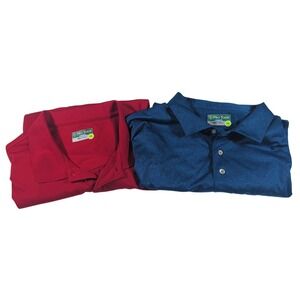 Pro Tour Polo Shirt Mens 3X Red Blue Lot of 2 Performance Golf Short Sleeve Big